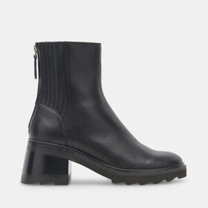 DOLCE VITA Martey H2O Wide Waterproof Leather Lug Sole Bootie - Black 6.5